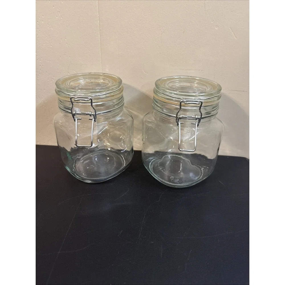 Glass Clamp Lid Jars W/Seals.  Great For Kitchen Storage Set Of 2